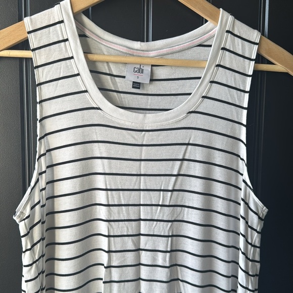 Cabi ATC BBQ Tank Top.  Flowy.  White with black stripes.  Women’s size small. - Picture 2 of 7